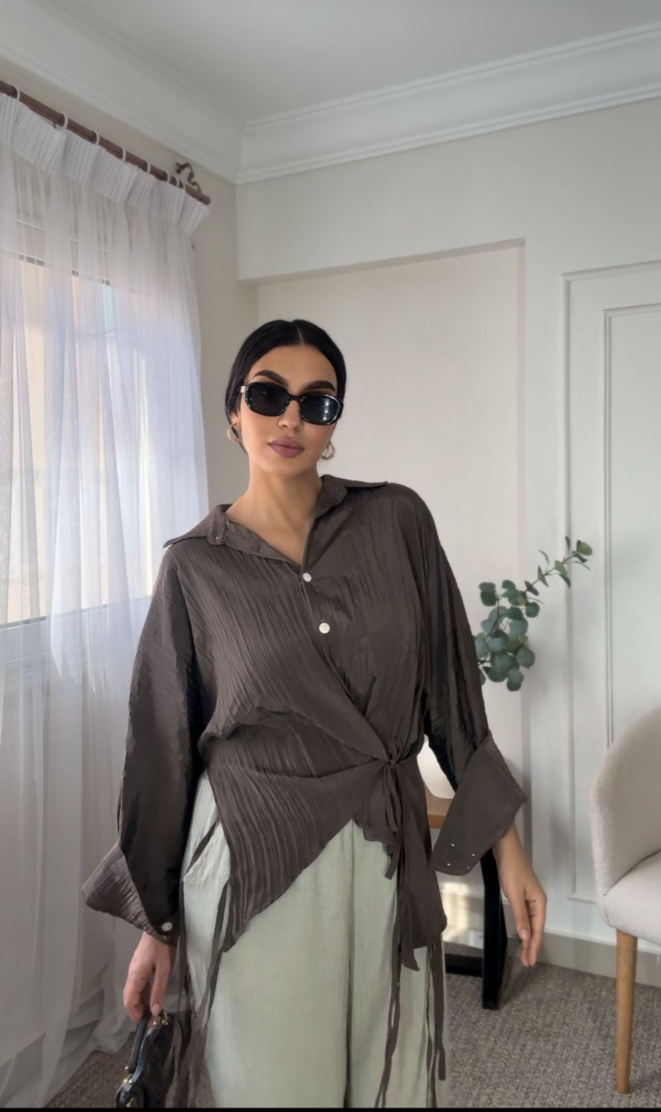 Crunched shirt in brown