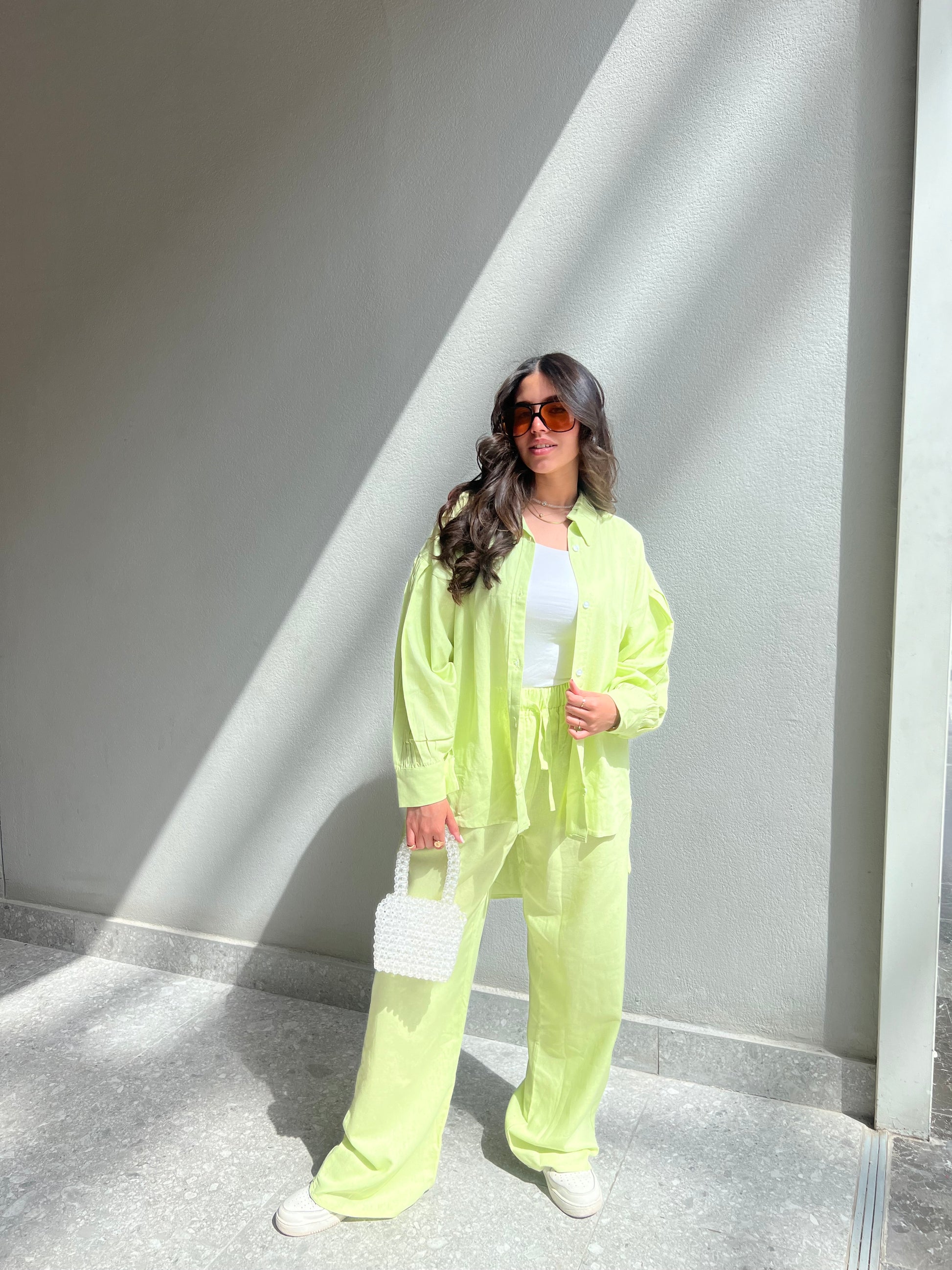 Lime pure linen set
