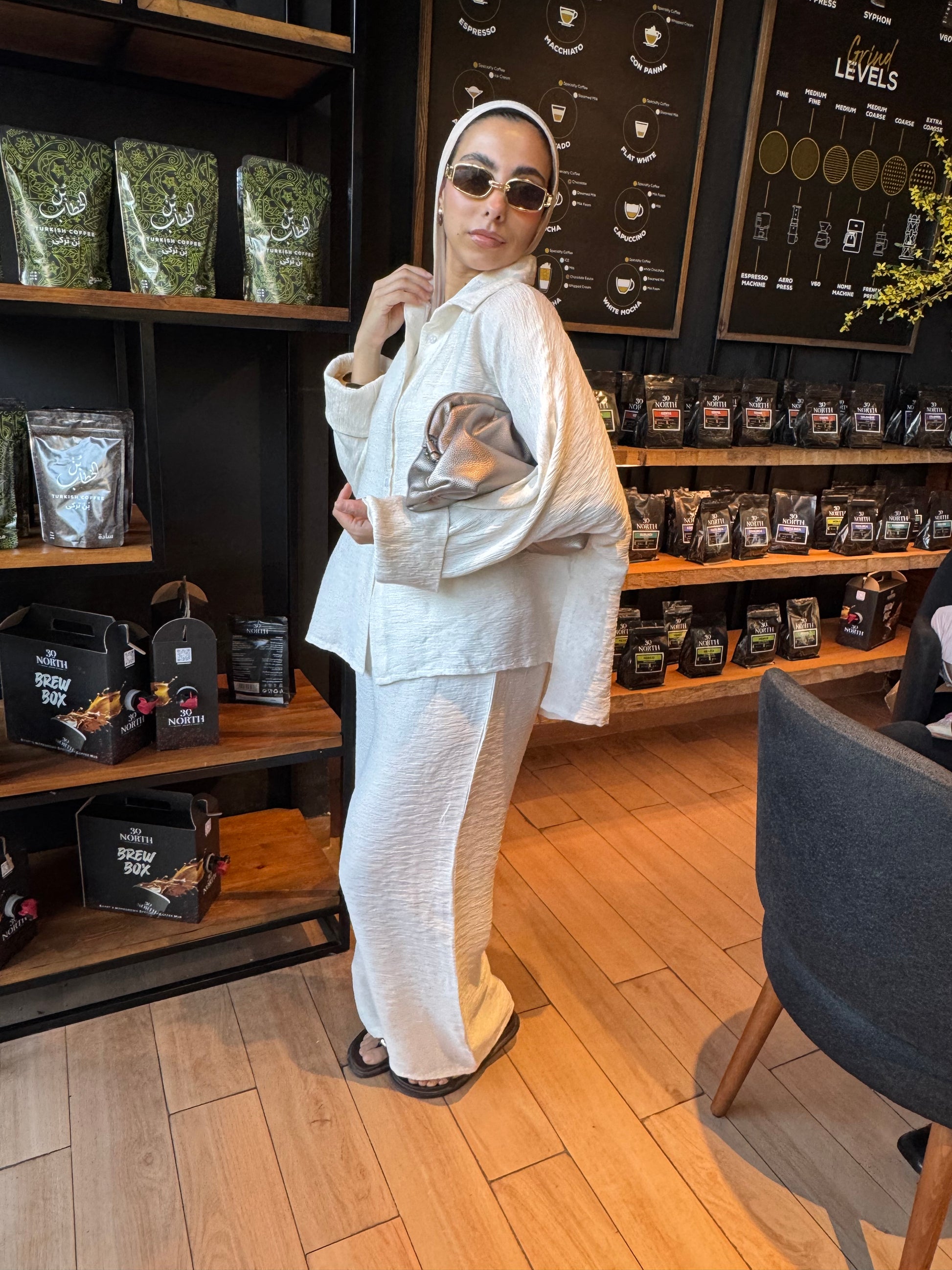 Crushed linen in creamy