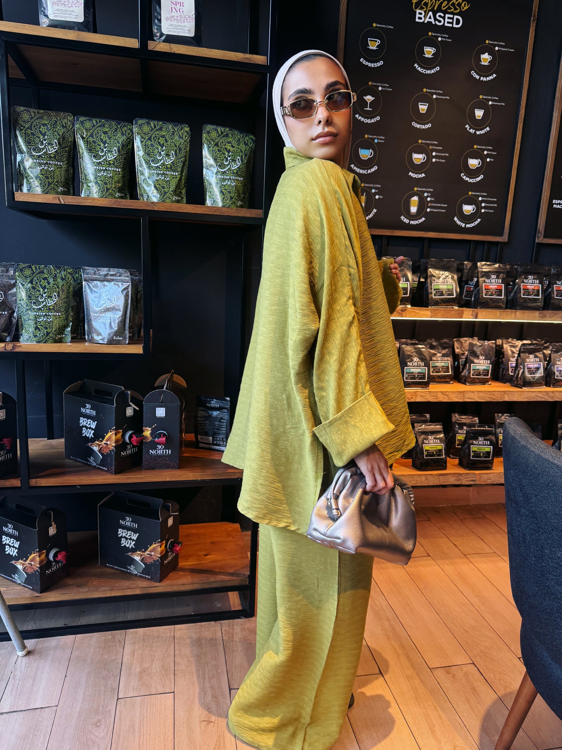 Crushed linen in kiwi