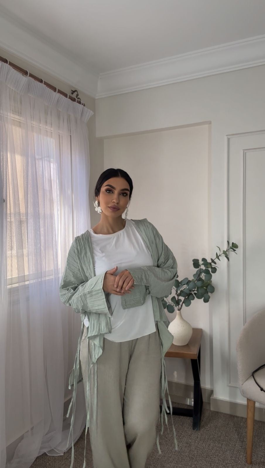 Crushed shirt in pistachio