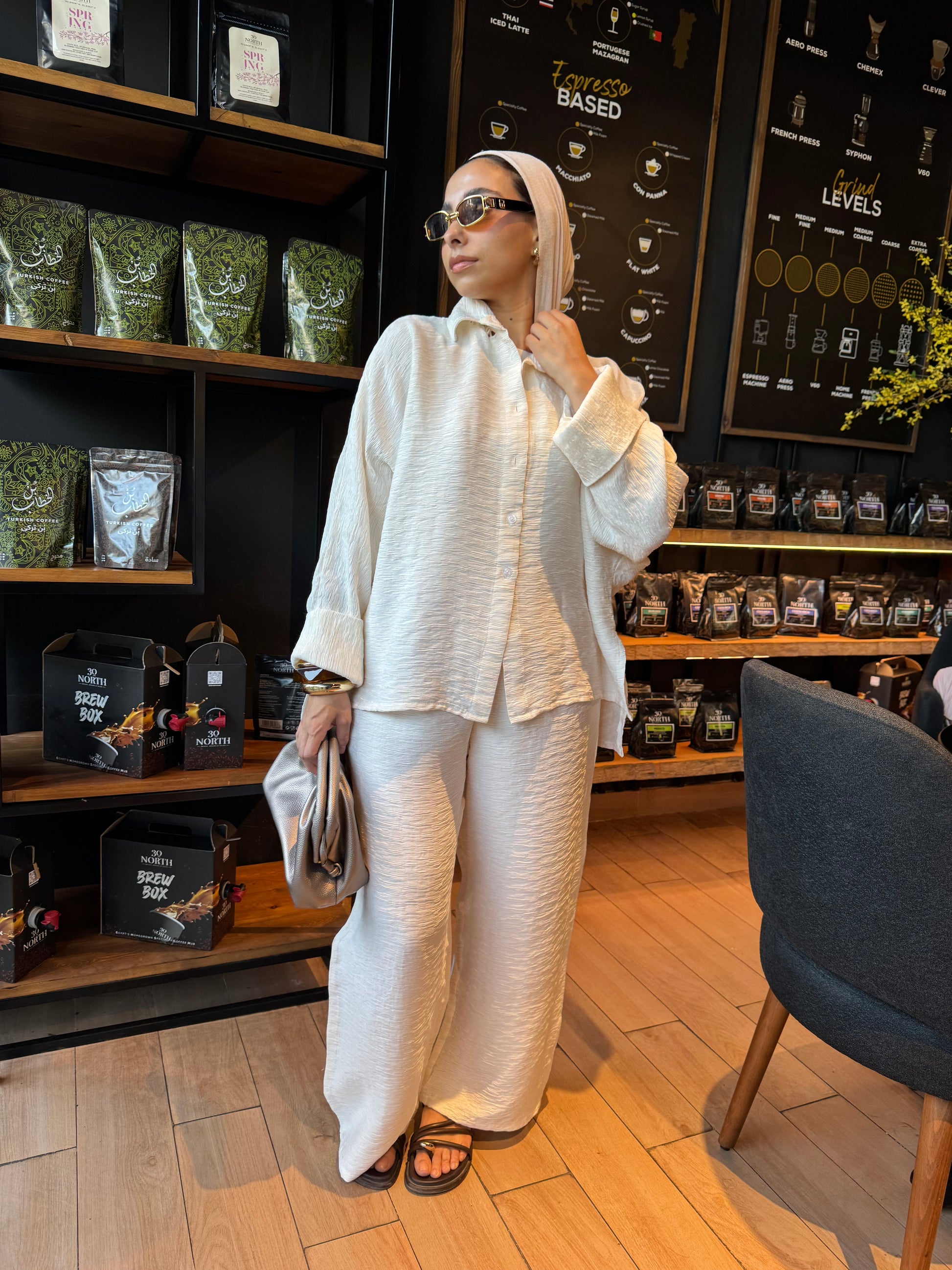 Crushed linen in creamy